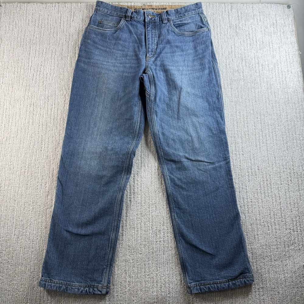 Duluth Trading Flex Ballroom Jeans Men's Size 34x32 Flannel Lined Relaxed Fit